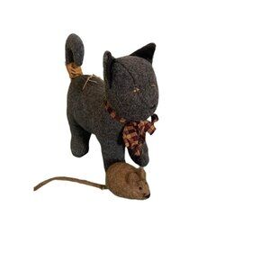 Kettle Design Charcoal Cat and Mouse Plush Set 6 inch tall with tag